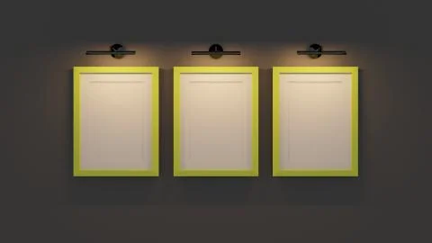 Frames on the wall. 3D rendering Stock Illustration