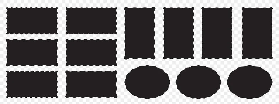 Frames with wavy edges set. Trendy silhouette geometric borders. Stock Illustration