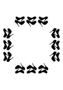 Frames on a white background A4, vertical - Dressed black shoes on the platfo Stock Illustration