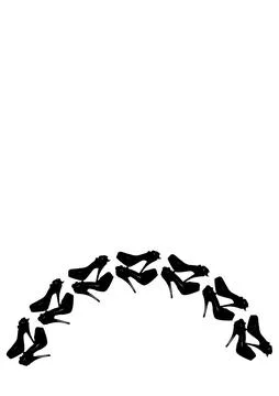 Frames on a white background A4, vertical - Dressed black shoes on the platfo Stock Illustration