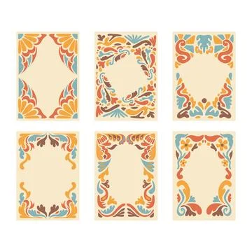 FrameSet of Vintage Flower Frame Border Set Collection, Foliage Abstract fl.. Stock-Illustration