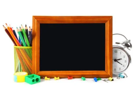 Framework and school tools. On white background Foto stock