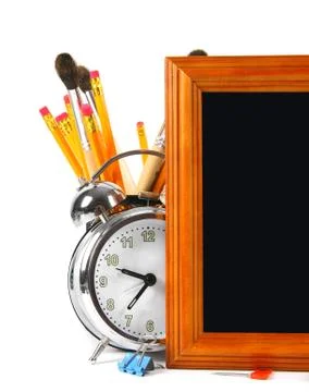 Framework and school tools. On white background. Stock Photos