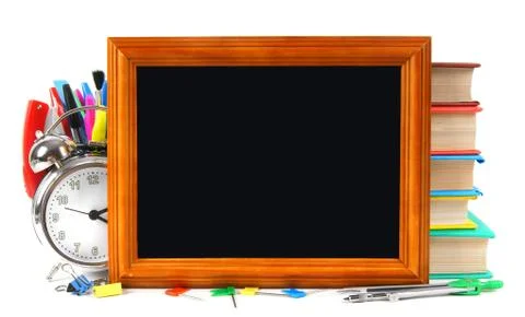 Framework and school tools. On white background. Stock Photos