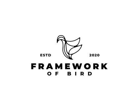 Framework bird logo. Outline flying bird silhouette. Stained glass flying swa Stock Illustration
