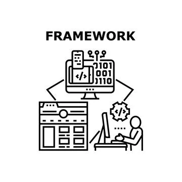 Framework Coding Vector Concept Black Illustration Stock Illustration