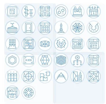 Framework Essential Vector Set including 32 Detail Enhanced Thin Line High .. Stockillustratie