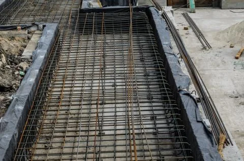 Framework for the foundation of the building Fotos de archivo