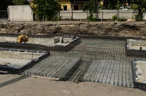 Framework for the foundation of the building Fotos de archivo