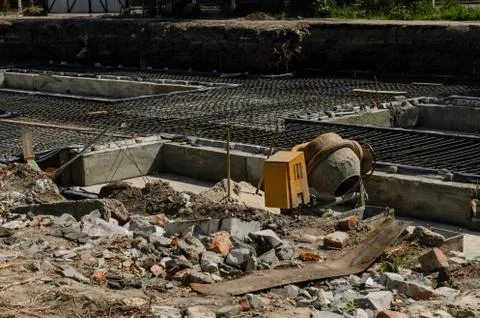 Framework for the foundation of the building Stock Photos