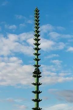 The framework for the installation of the Christmas tree against the blue sky Stock Photos