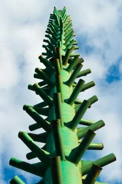 The framework for the installation of the Christmas tree against the blue sky Stock Photos