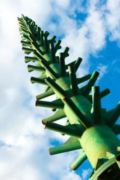 The framework for the installation of the Christmas tree against the blue sky Photos