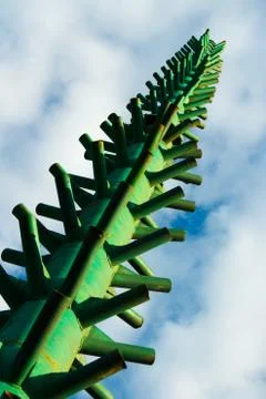 The framework for the installation of the Christmas tree against the blue sky Stock Photos