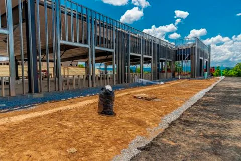 Framework For New Commercial Building Construction Fotos de archivo