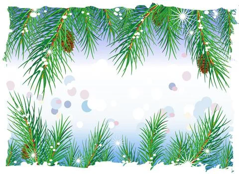 Framework with pine branches Stock Illustration