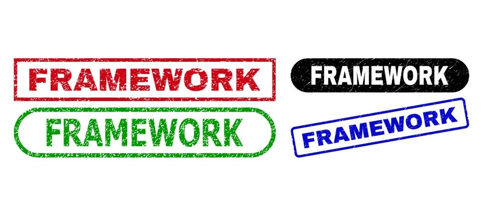 FRAMEWORK Rectangle Seals with Grunge Style Stock Illustration