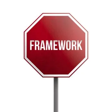 Framework - red sign isolated on white background Illustrazione stock