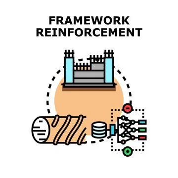Framework reinforcement learning optimizing data processing decisions Stock Illustration