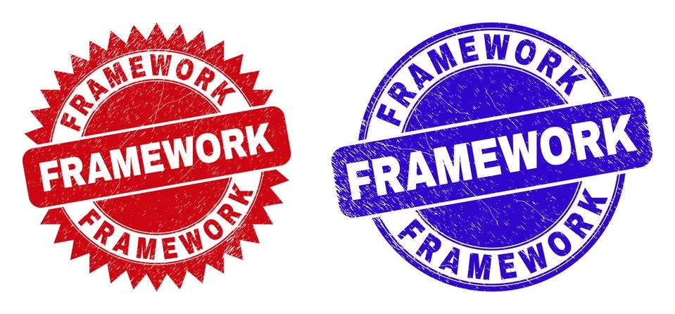FRAMEWORK Round and Rosette Watermarks with Corroded Style Stock Illustration