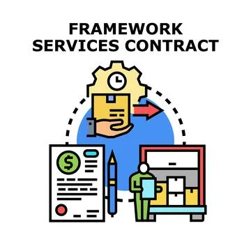 Framework services contract agreement delivering items and managing logistics Stock Illustration
