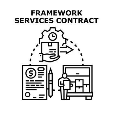 Framework services contract agreement delivering items and managing logistics Stock Illustration