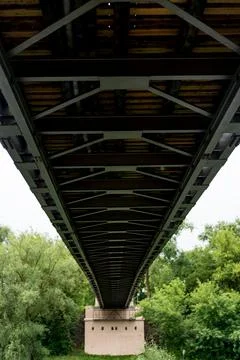 Framework under a bridge over the river Bug in Brest. Stock Photos