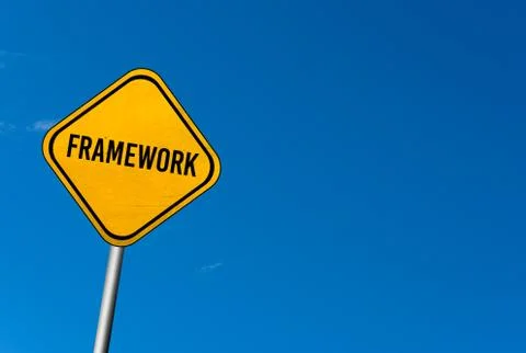 Framework - yellow sign with blue sky Stock Illustration