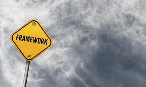 Framework, yellow sign with cloudy sky Illustrazione stock