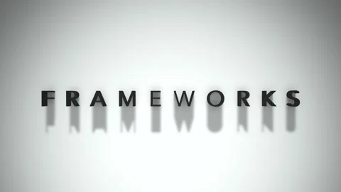 Frameworks 3D title animation matte black text on a white background Stock Footage 300717383