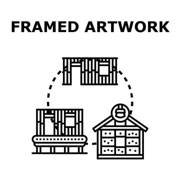 Framing artwork process icon concept with art frame Stock-Illustration