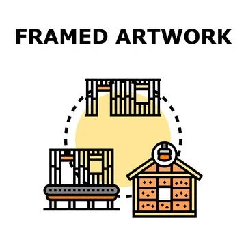 Framing artwork process icon concept with art frame Stockillustratie
