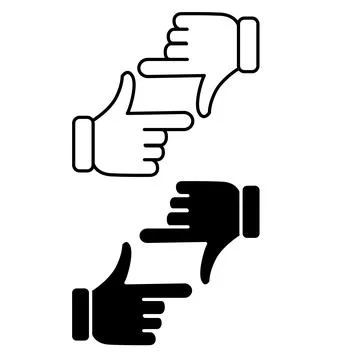 Framing hands gesture icon. Collection camera shot framing hand sign. Illustrazione stock