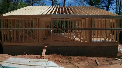 Framing of New Construction Aerial #1 Stock Footage 130324401