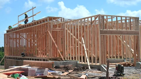 Framing for New Home Construction Stock Footage 210264670