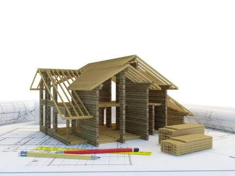 Framing of new home construction Stock Illustration