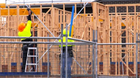 Framing a new house Video stock 32580741