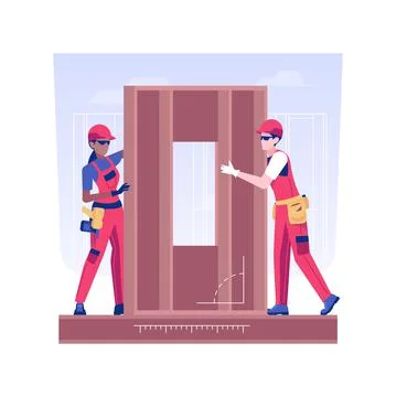 Framing walls isolated concept vector illustration. Stock Illustration