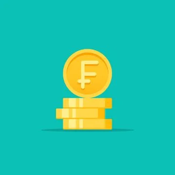 Franc golden coins stack flat style vector illustration Stock Illustration