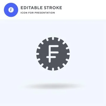 Franc icon vector, filled flat sign, solid pictogram isolated on white, logo Ilustración de archivo