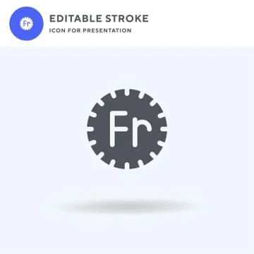 Franc icon vector, filled flat sign, solid pictogram isolated on white, logo 스톡 일러스트