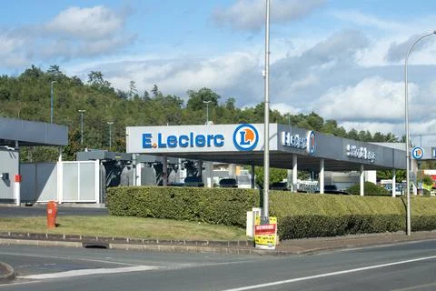 France, 08 September 2024 : Specific E.Leclerc gas station on a bright sunny  Stock Photos