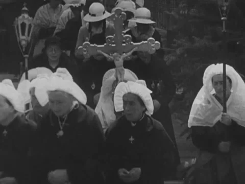 France - 1940s: Religious procession Stock Footage 230545834