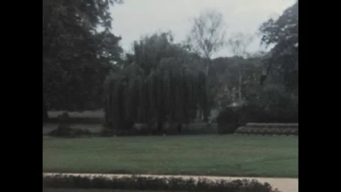 France 1950s, View of trees in Parc de la Tête-d'Or Stock Footage 260119466