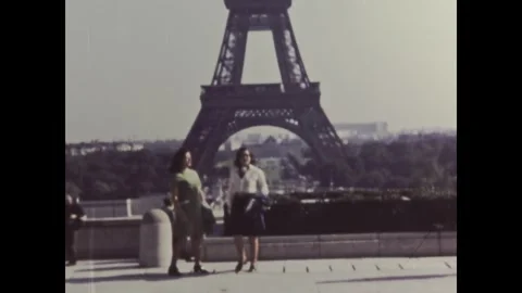France 1960s, View of Eiffel Tower in Paris Stock Footage 282286400