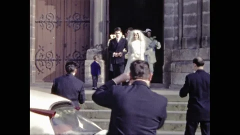 France 1969, Old wedding memory scenes Stock Footage 219460897