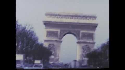France 1970s, View of Arc de Triomphe in Paris Stock Footage 280713436