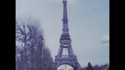 France 1970s, View of Eiffel Tower in Paris Stock Footage 280713439