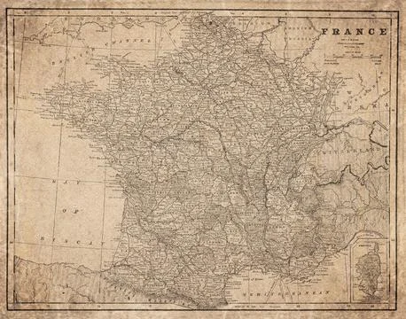 France  19th Century Map Illustrazione stock