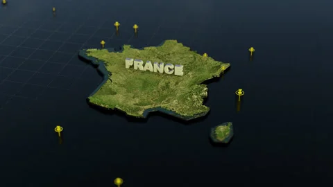 France 3D Map With Animation Stock Footage 305933916